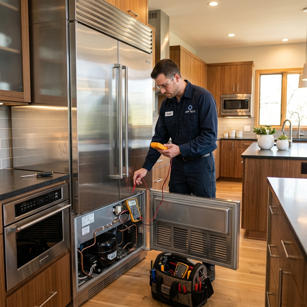Técnico reparando nevera refrigerador en Montería
